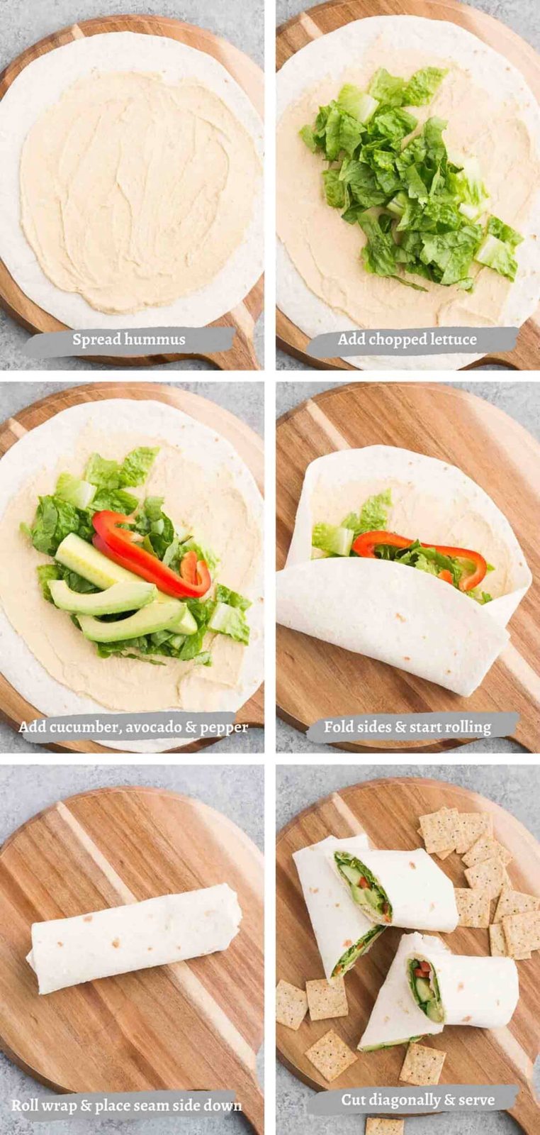 process images of making vegan wrap