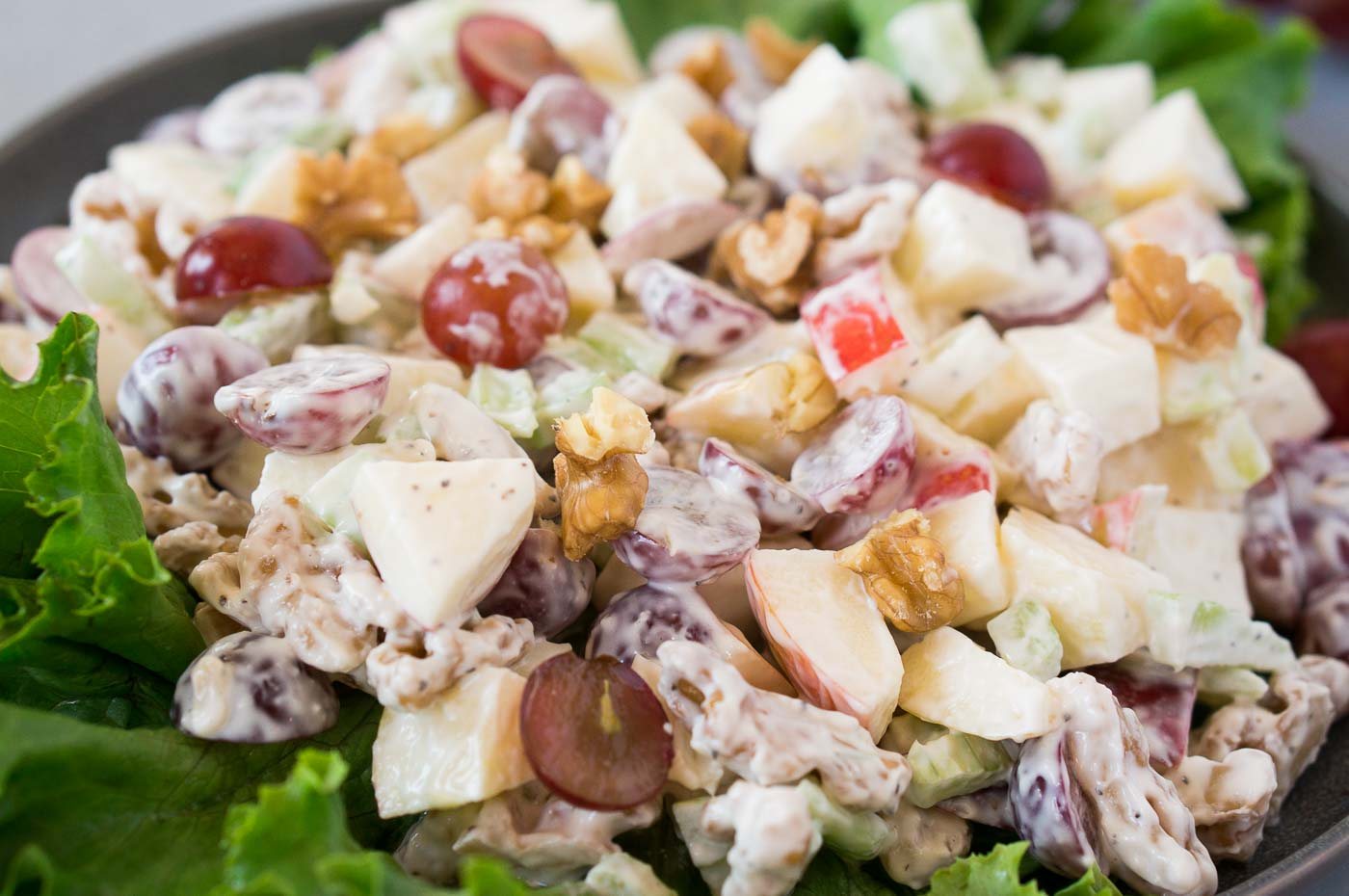 close up image of waldorf salad