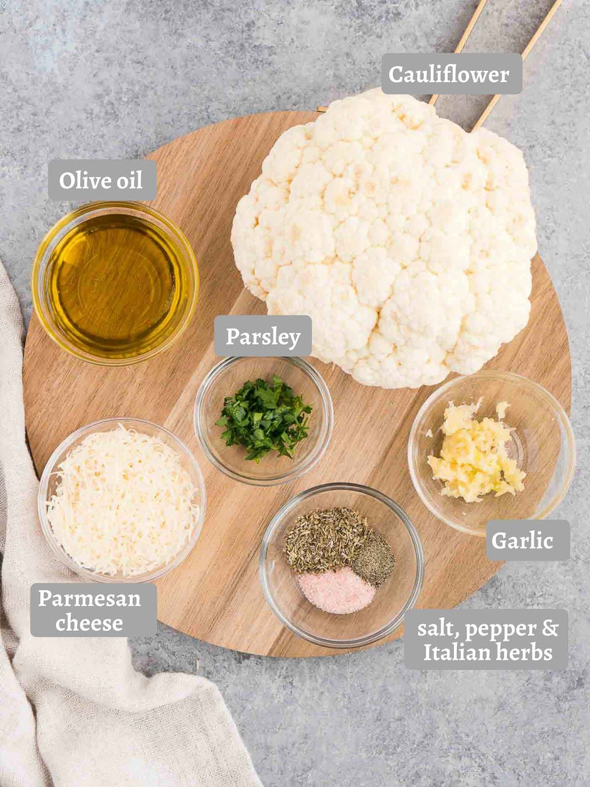 ingredients for whole roasted cauliflower