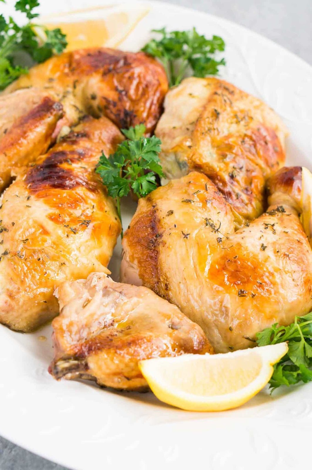 close up image of carved chicken