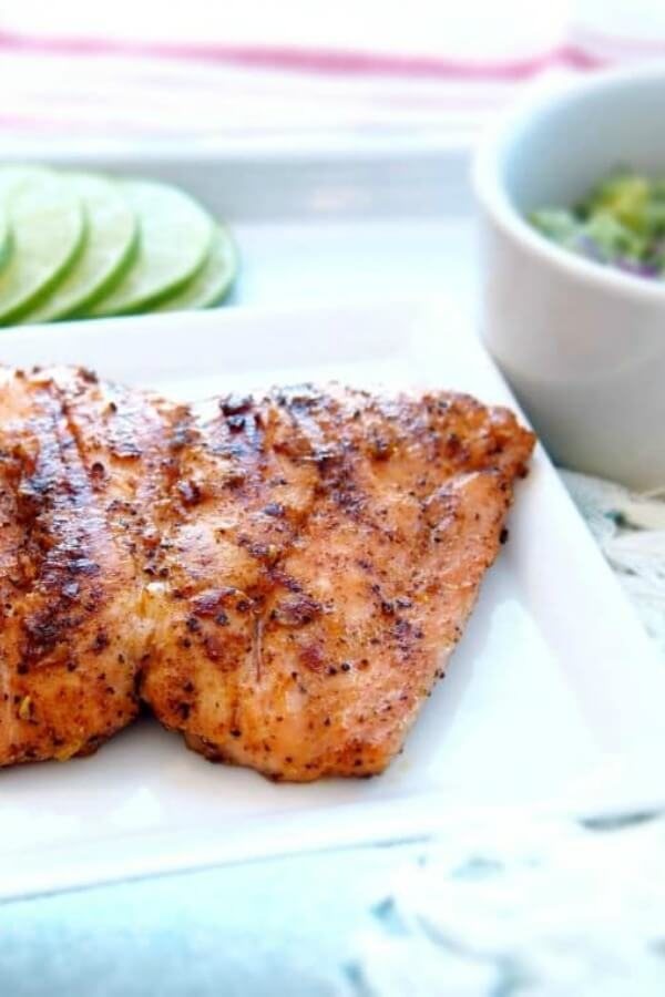 Whole30 grilled salmon with avocado salsa