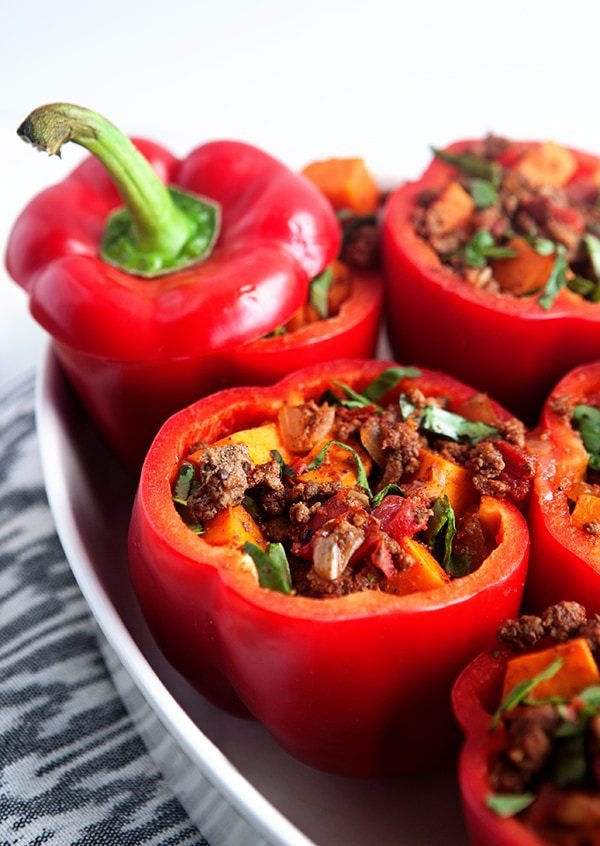 Whole30 stuffed peppers with chipotle sauce