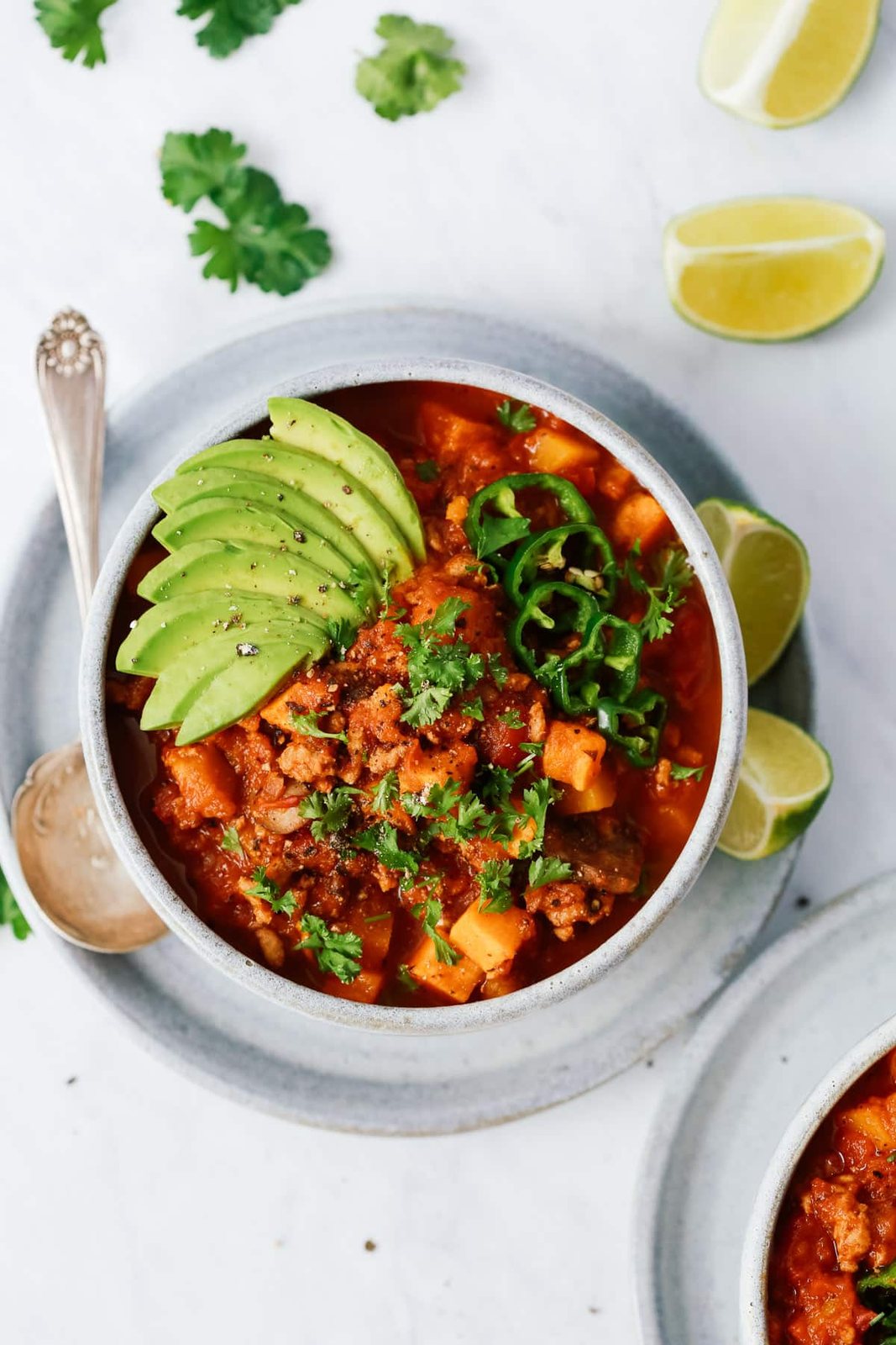 bowl of Whole30 compliant sweet potato chili
