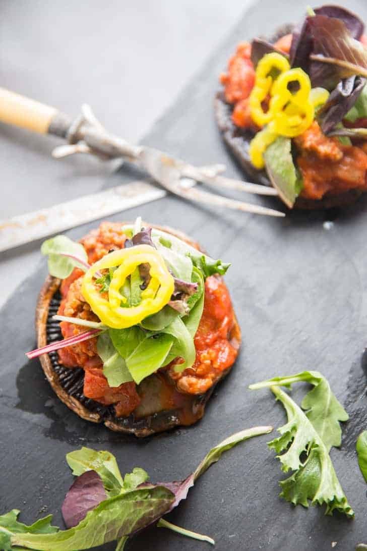 pizza stuffed portobello mushrooms