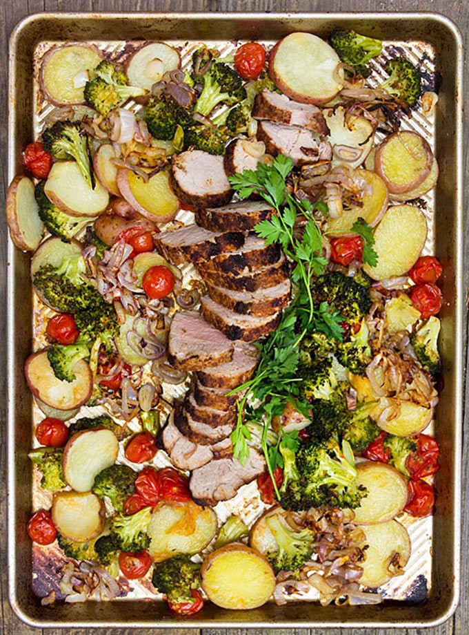 Whole30-compliant sheet pan pork dinner