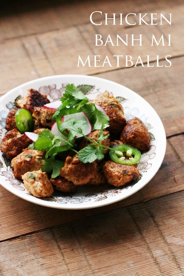 bowl of chicken banh mi meatballs