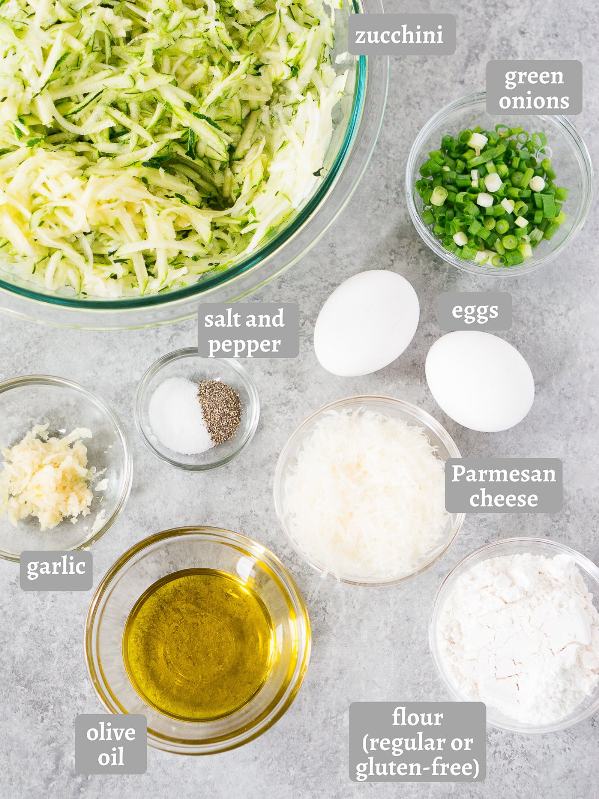 ingredients for zucchini fritters