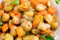 Golden Roasted Potatoes and Carrots