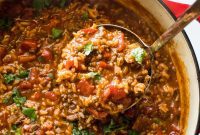Hearty Bell Pepper and Beef Rice Soup