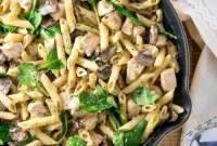 Savory Chicken Penne with Creamy Mushroom White Wine Sauce