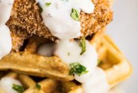 Kickin’ Jalapeno Cornbread Waffles with Crispy Chicken and Gravy