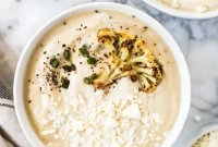 Golden Roasted Cauliflower Puree with Spiced Jalapeño Crisps