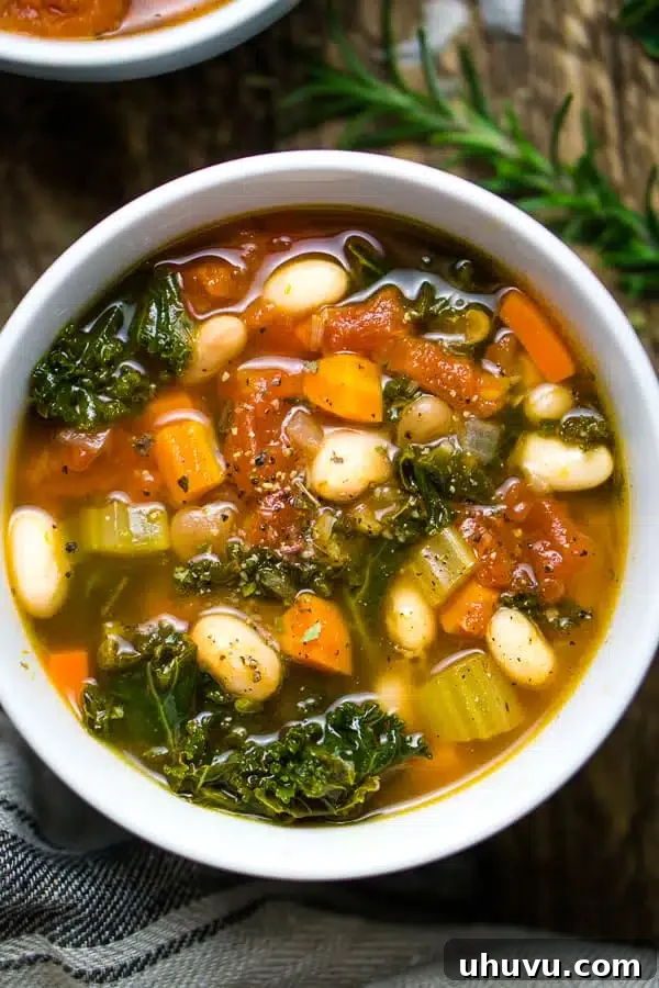 Hearty Instant Pot white bean soup with kale, a healthy and comforting meal
