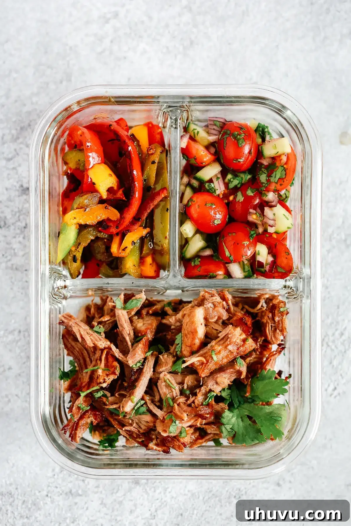 Instant Pot Carnitas Meal Prep Bowls, colorful and ready to eat