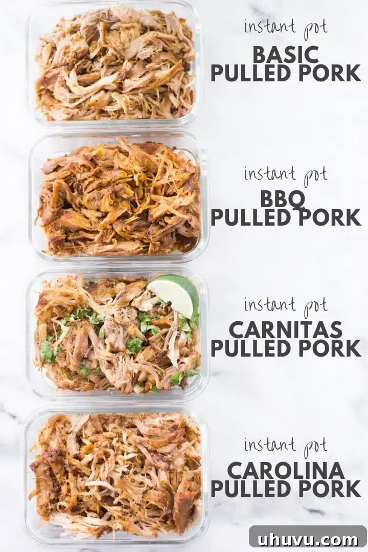 Instant Pot Pulled Pork, tender and juicy, ready for sandwiches or bowls
