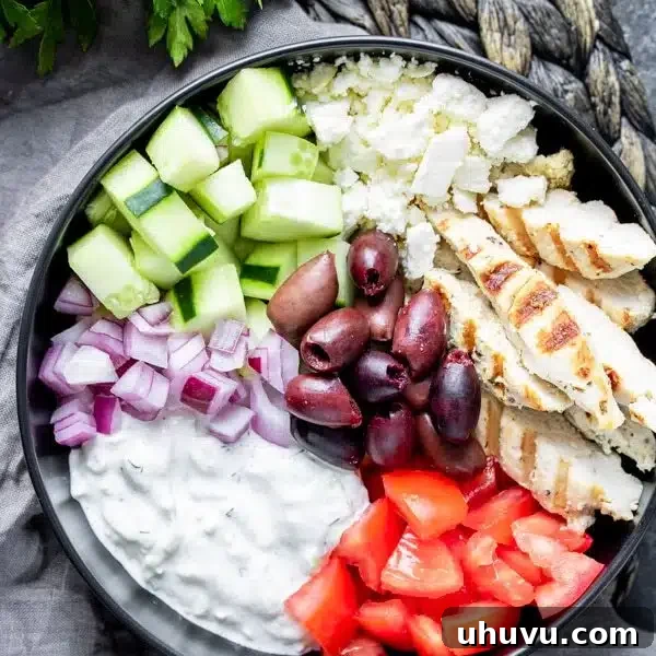Keto Chicken Gyro Bowl, a healthy and flavorful meal prep option