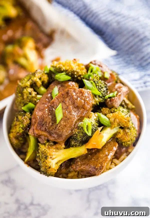 Effortless Eats: Healthy Sheet Pan Dinners 12 Beef and Broccoli dinner in a bowl, a vibrant and healthy meal