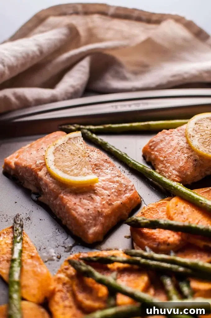 Effortless Eats: Healthy Sheet Pan Dinners 20 Maple glazed Salmon on a sheet pan, a sweet and savory meal