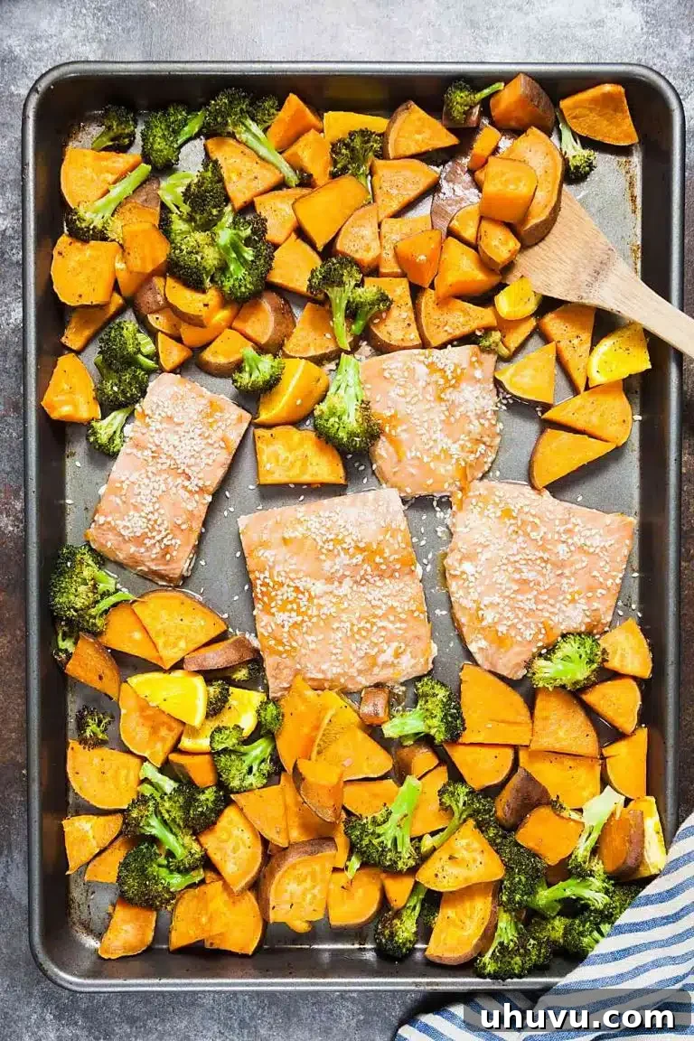 Effortless Eats: Healthy Sheet Pan Dinners 22 Sheet Pan Orange Glazed Salmon with Sweet Potatoes, a vibrant and nutritious dinner