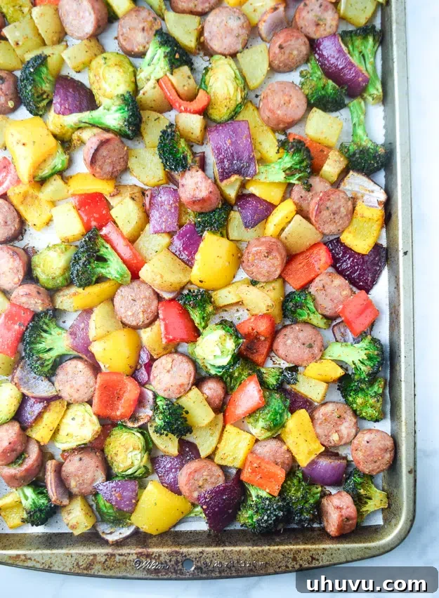 Effortless Eats: Healthy Sheet Pan Dinners 6 Sheet Pan with Chicken Sausage and Veggies, a colorful and healthy meal