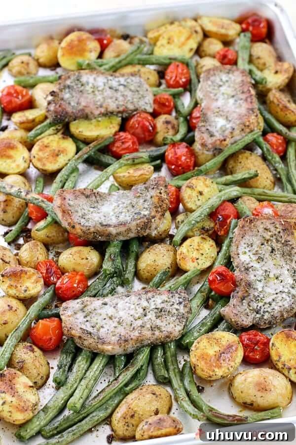 Effortless Eats: Healthy Sheet Pan Dinners 8 Sheet Pan Dinner - Italian Pork Chop and Veggies, a comforting family meal