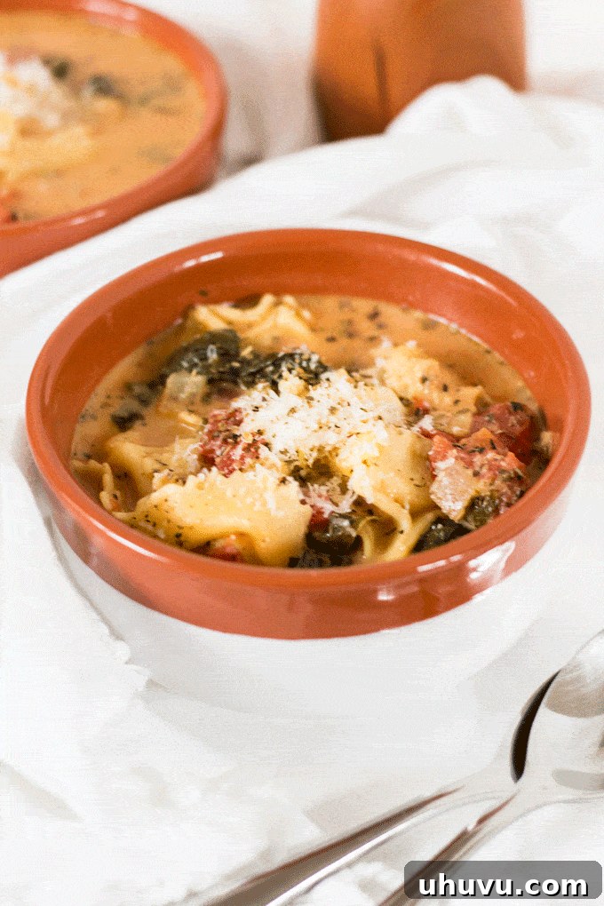 One-Pan Wonders: 30 Healthy Skillet Meals 18 Creamy Garlic Tortellini Soup, a comforting vegetarian skillet meal.