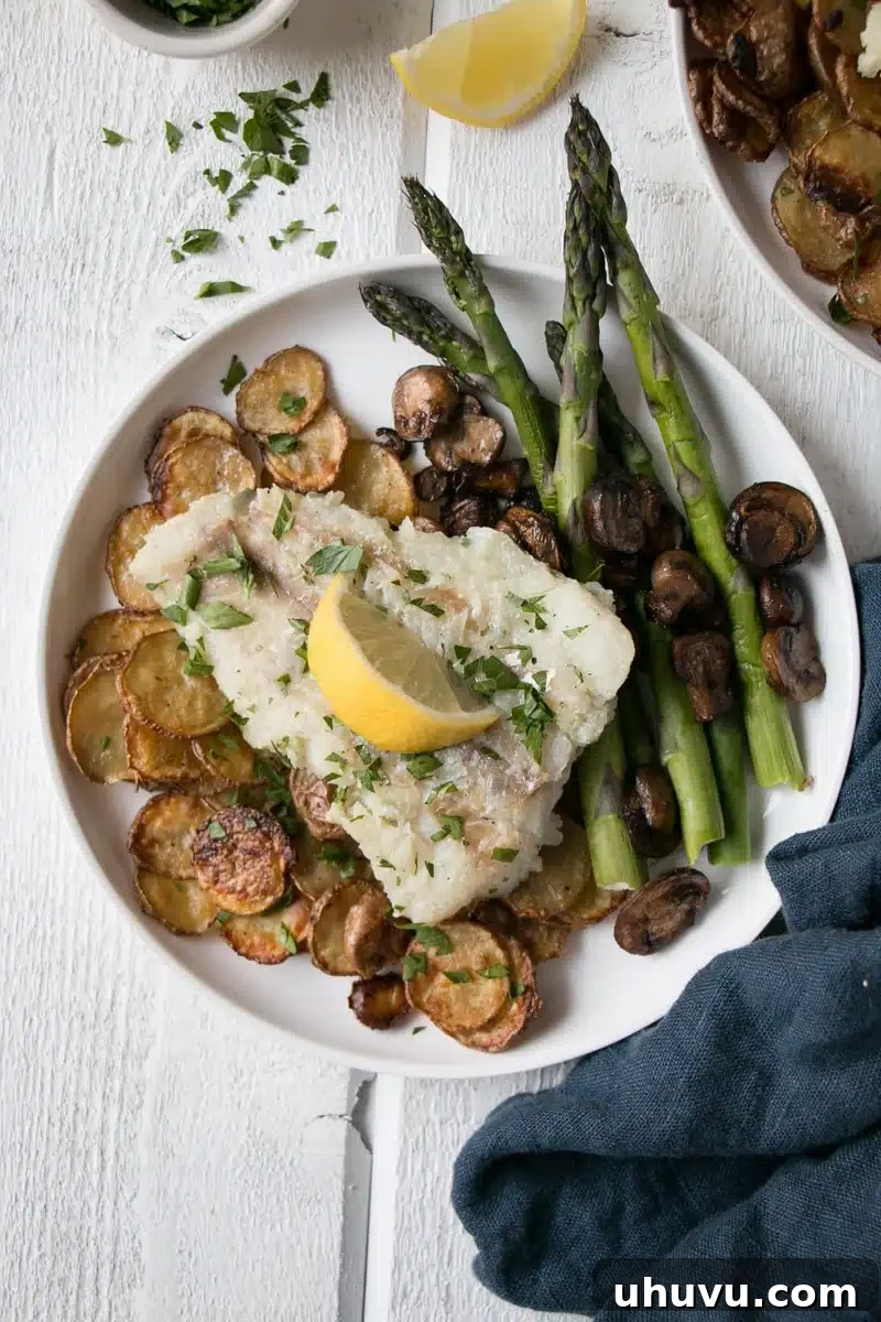Pan Fried Cod with White Wine Butter Sauce, a quick and elegant seafood dinner.