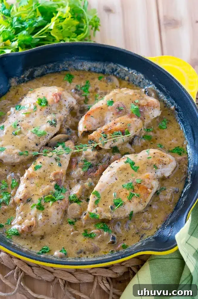 Creamy Chicken Marsala made in one skillet, a classic comfort food.