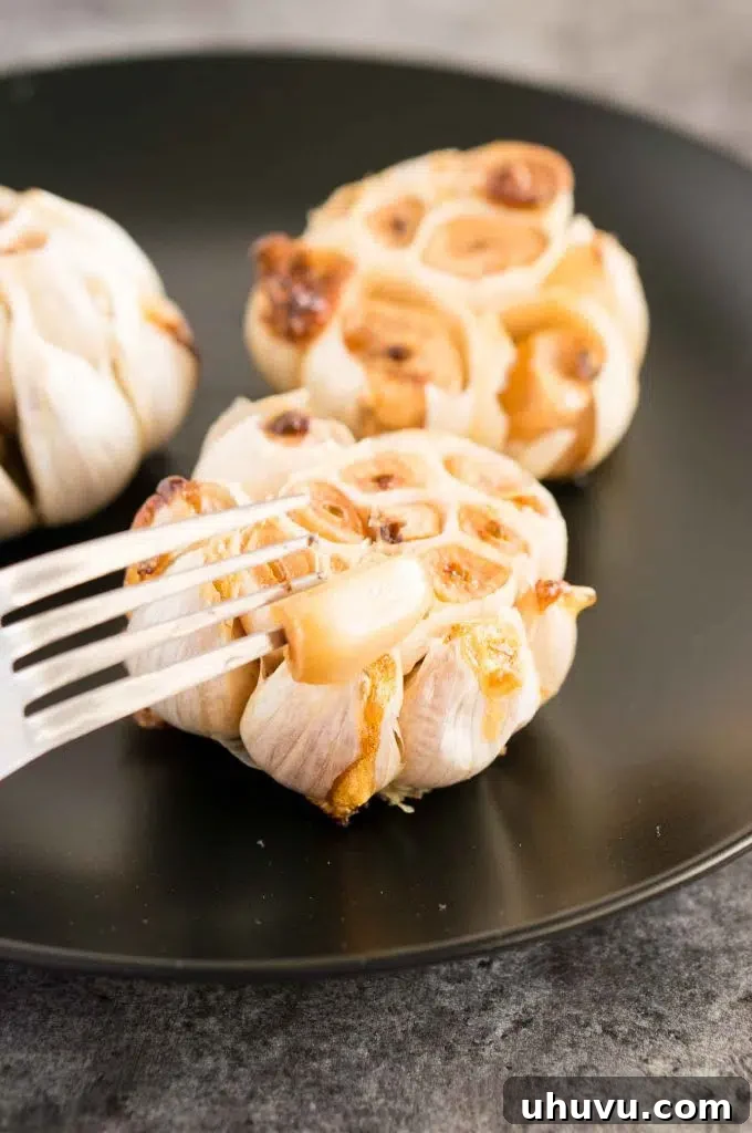 Perfectly roasted garlic bulbs with golden-brown cloves