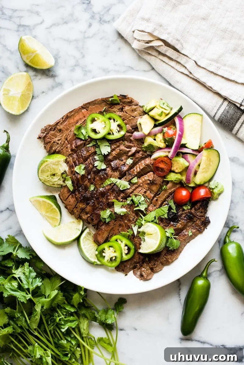 Guilt-Free Mexican Favorites 11 Carne Asada Recipe - Marinated grilled flank or skirt steak, a tender and flavorful Mexican dish.