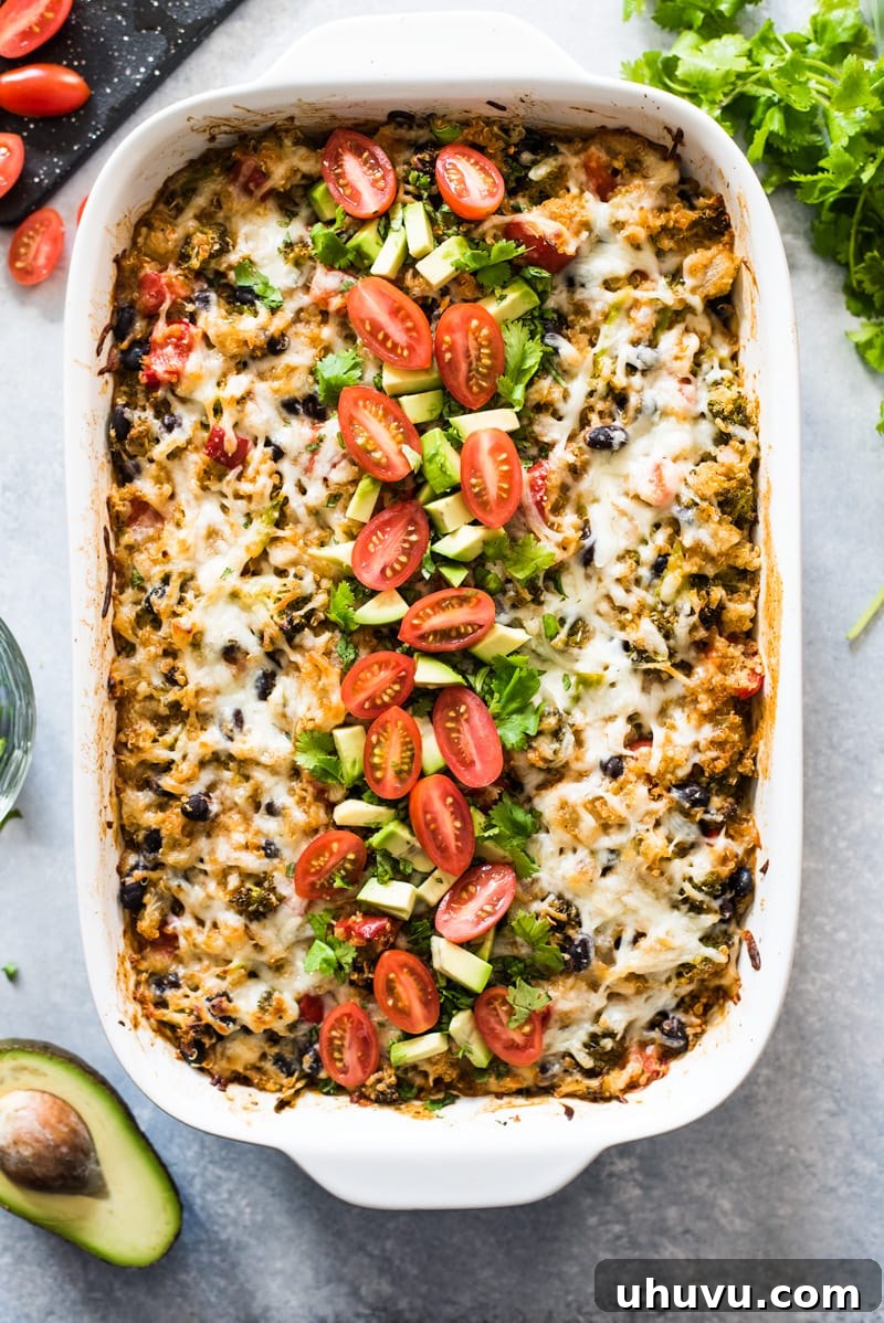 Guilt-Free Mexican Favorites 19 Quinoa Enchilada Bake recipe - A healthy, vegetable-packed casserole with quinoa and enchilada sauce.