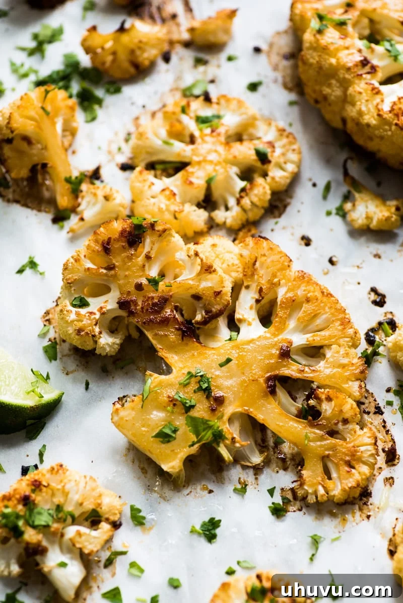 Guilt-Free Mexican Favorites 21 Chipotle Roasted Cauliflower - Smoky, spicy, and crispy roasted cauliflower, a delicious low-carb side.