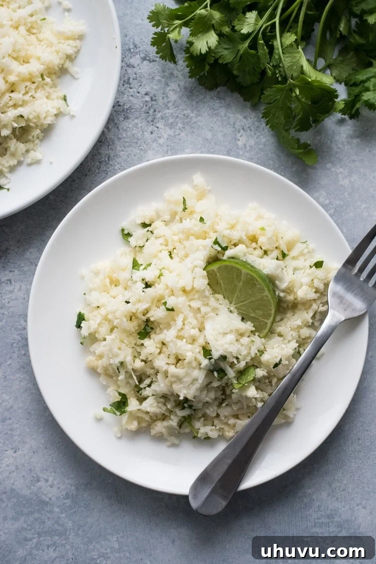 Guilt-Free Mexican Favorites 24 Cilantro Lime Cauliflower Rice - A quick, low-carb side dish with fresh cilantro and lime.