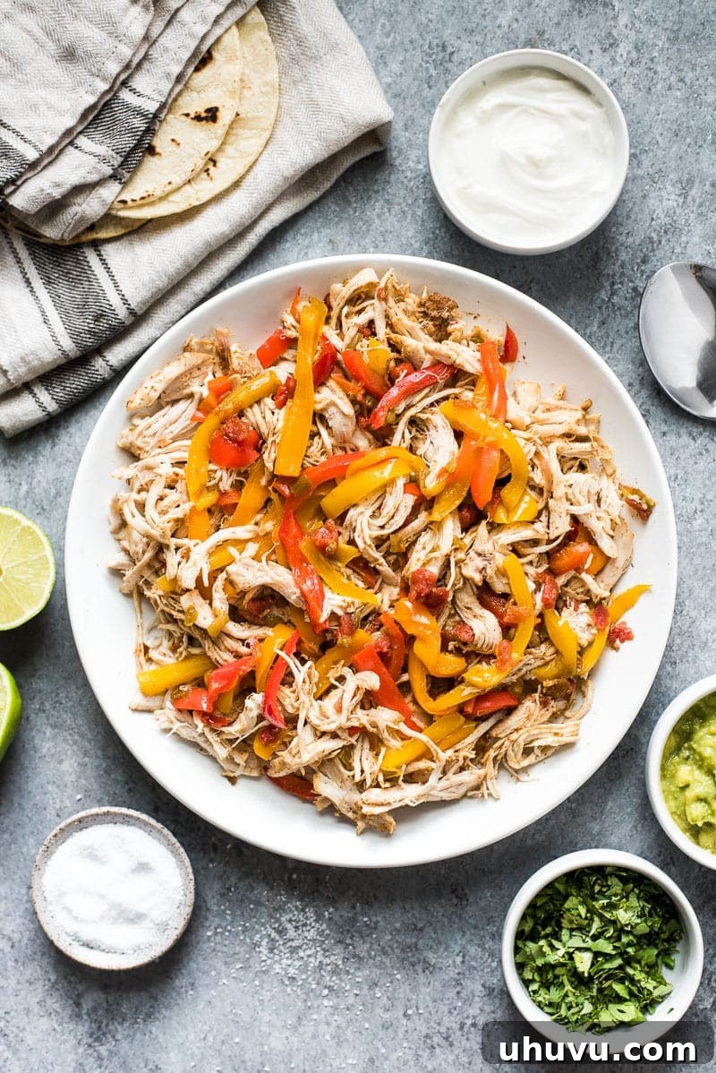 Guilt-Free Mexican Favorites 4 Easy Crockpot Chicken Fajitas - Slow-cooked chicken fajitas with minimal ingredients, great for meal prep.