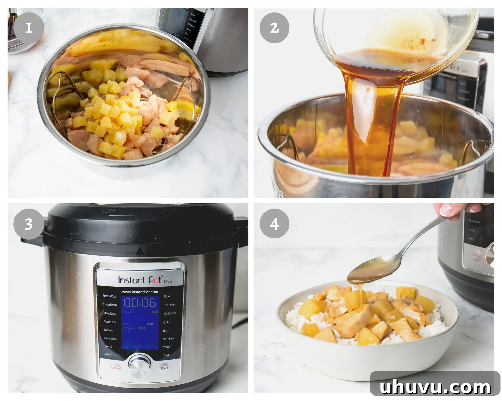 instant pot hawaiian chicken - process shots