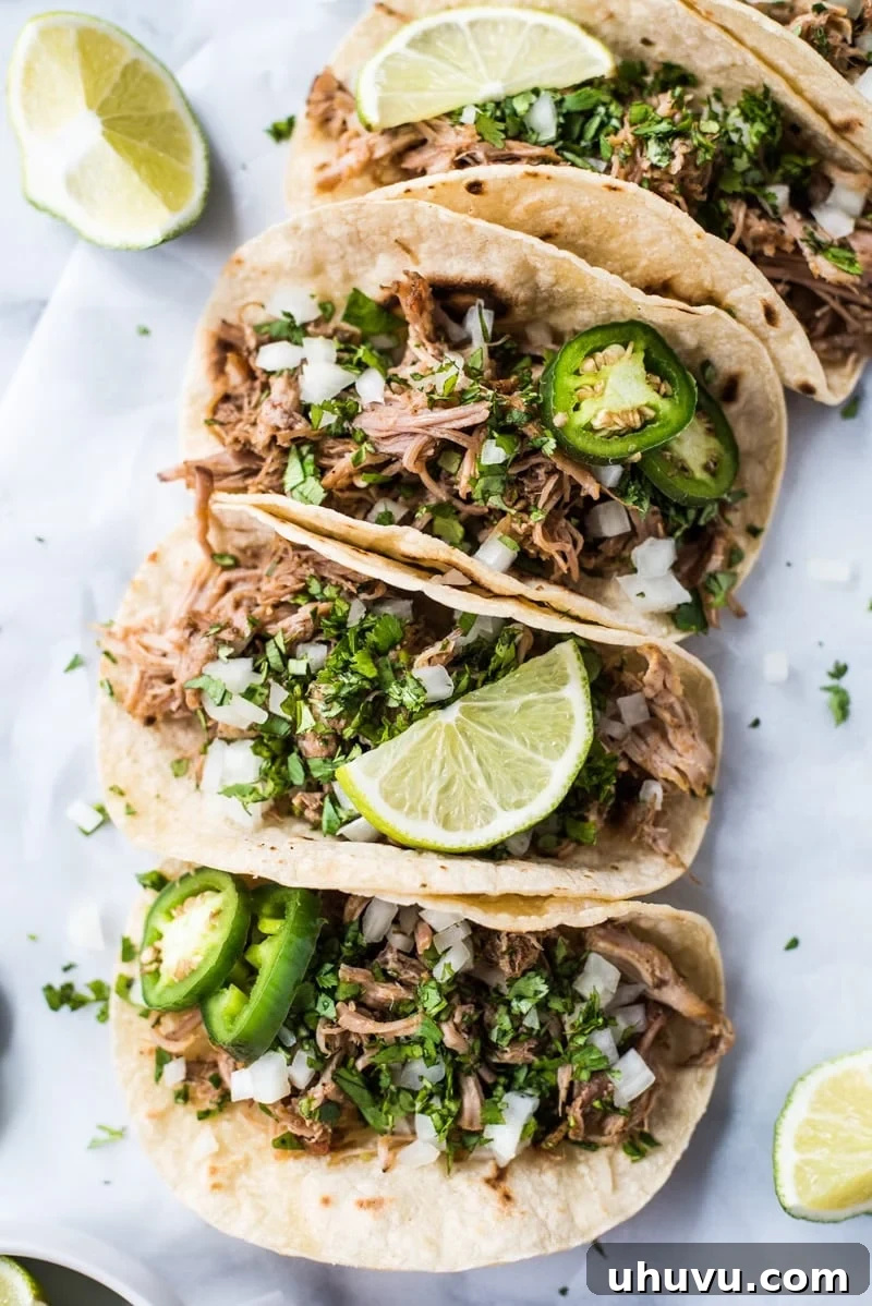 Guilt-Free Mexican Favorites 10 Easy Carnitas Recipe - Juicy, flavorful Mexican pulled pork seasoned with traditional spices.