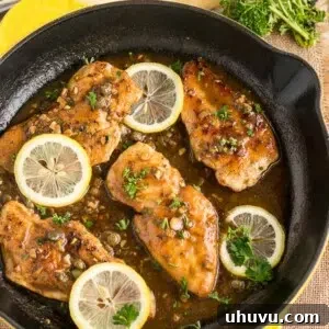 Exquisite Chicken Piccata Recipe with a vibrant lemon-caper sauce, ready for a gourmet meal.