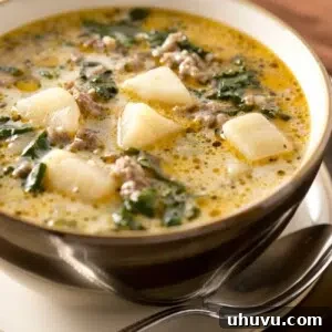 A hearty bowl of Olive Garden Zuppa Toscana, prepared easily in an Instant Pot.