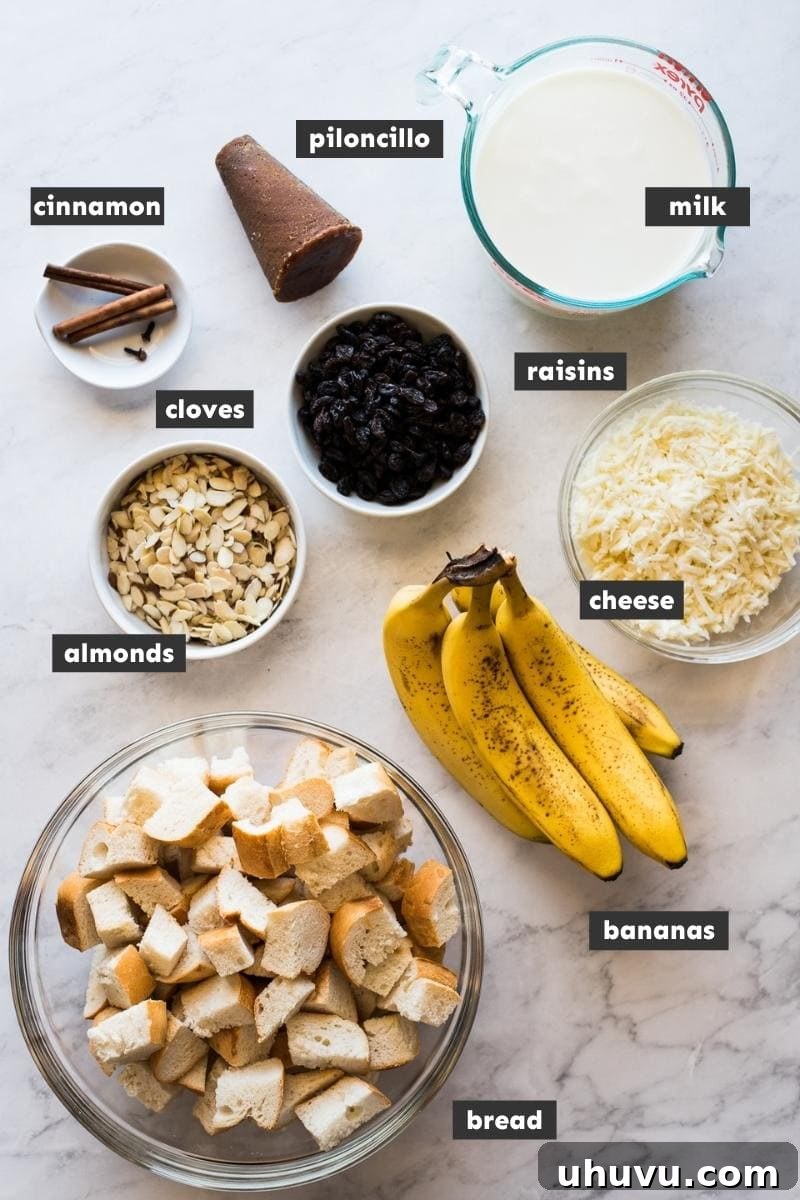 Capirotada: Mexico's Beloved Bread Pudding 3 Capirotada Ingredients on a table