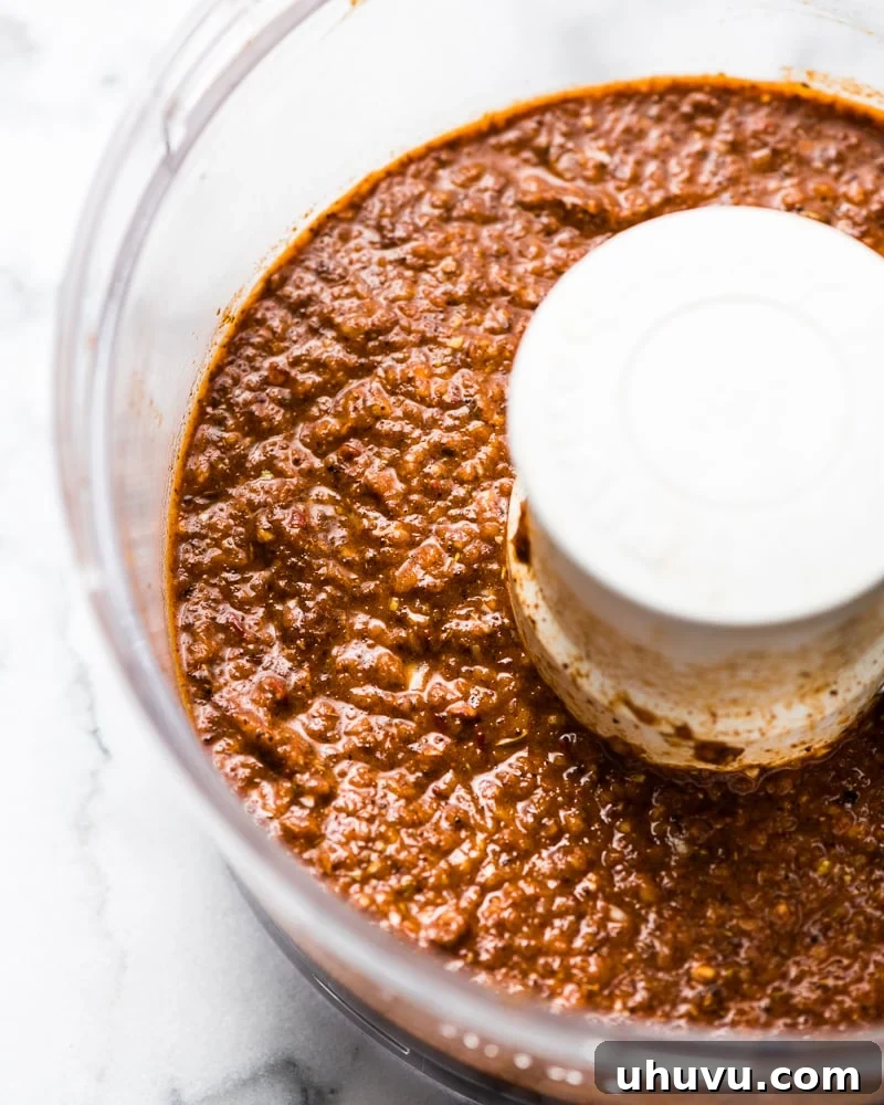 Weeknight Chipotle Chicken Delight 4 Blended chipotle chicken marinade in food processor.