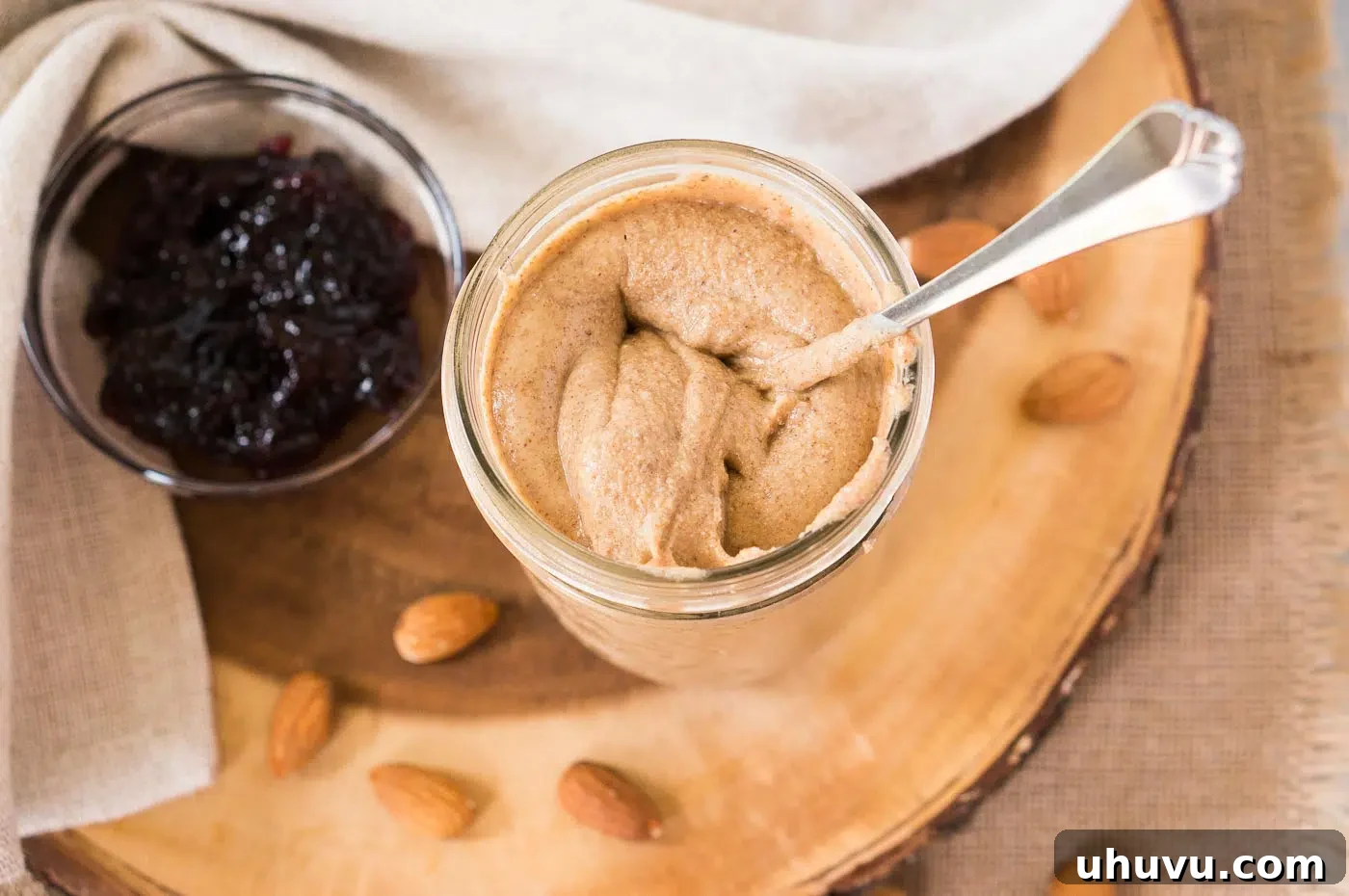 homemade almond butter in a jar