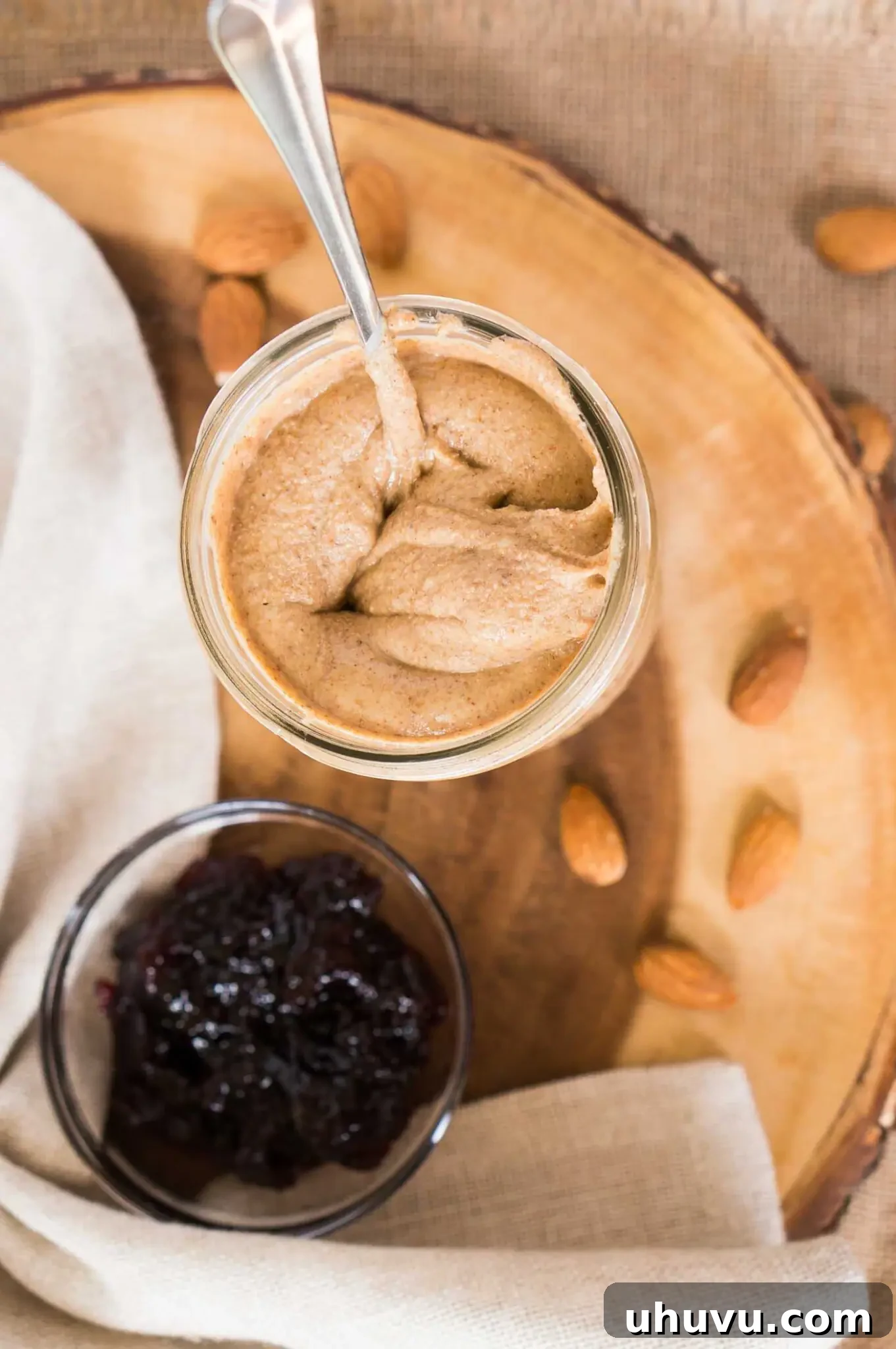 homemade almond butter in a jar