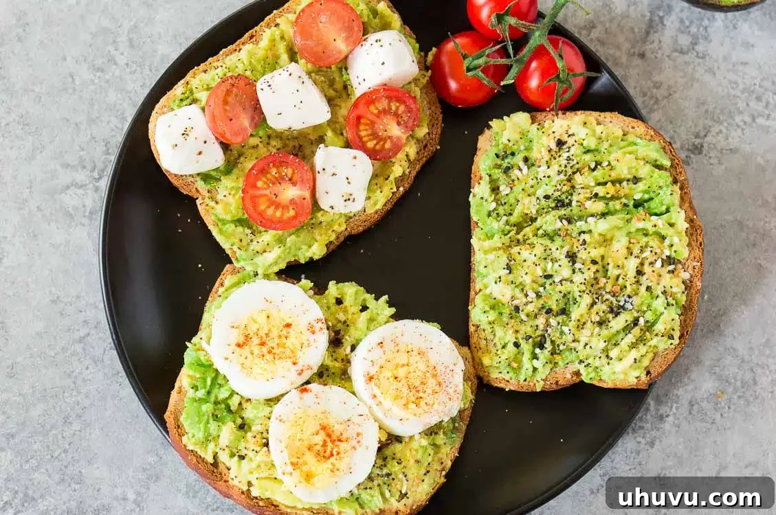 Collection of best avocado toast variations with different toppings