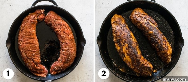 Step by step process of how to cook pork tenderloin.