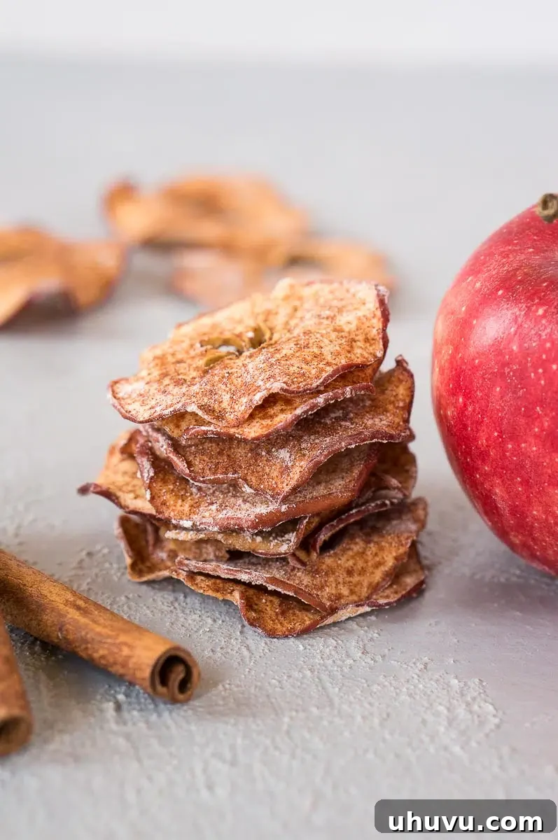 Beautifully baked apple slices arranged on a tray, ready for a healthy snack.