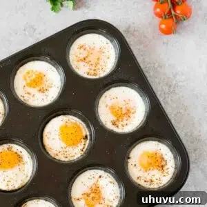 baked eggs in a muffin tin, ready to serve