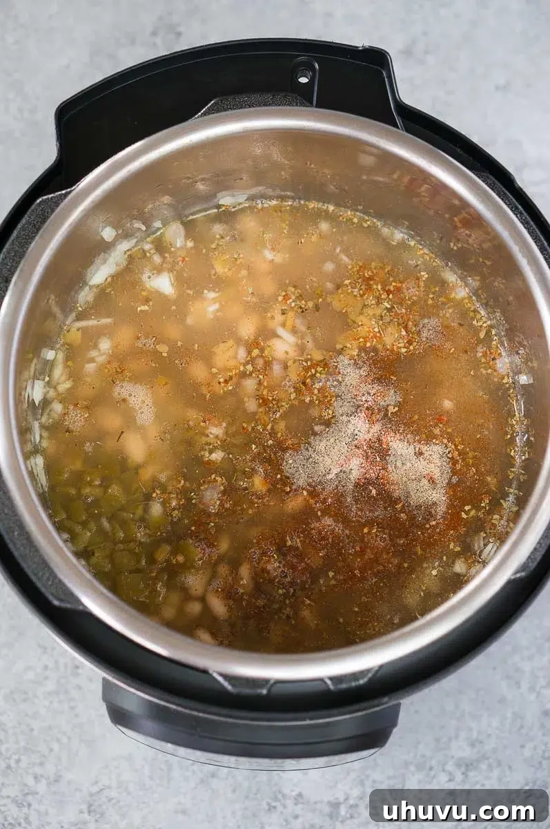 white chicken chili ingredients in instant pot
