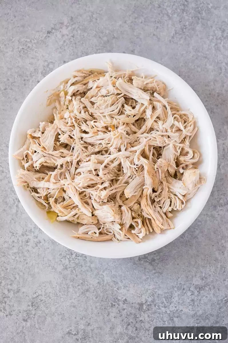 shredded chicken in a bowl