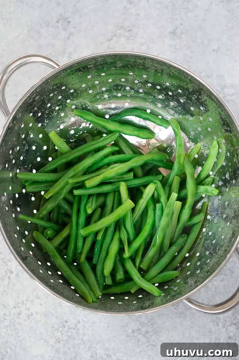 Green beans in colander