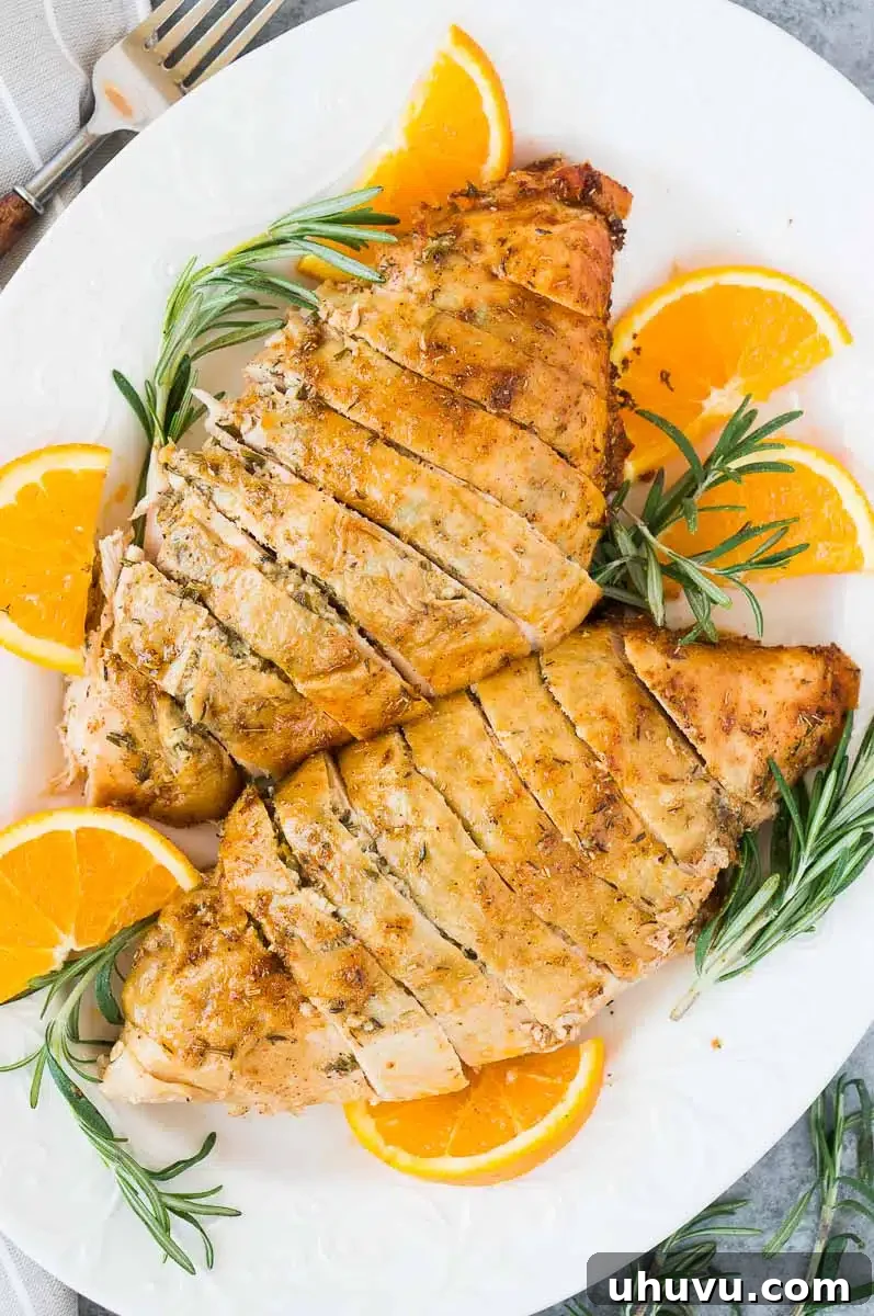 perfectly roasted turkey breast for a family